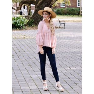 pink lantern sleeve blouse